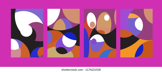 Vector Abstract Colorful Geometric and Curvy pattern background illustration. Set of Abstract Tribal Ethnic background for Cover, Poster, and print in Eps 10.