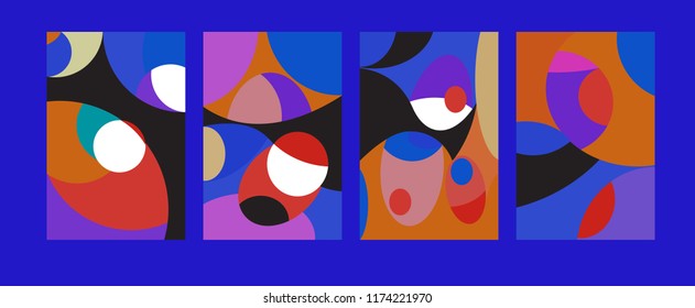 Vector Abstract Colorful Geometric and Curvy pattern background illustration. Set of Abstract Tribal Ethnic background for Cover, Poster, and print in Eps 10.