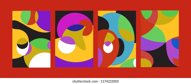 Vector Abstract Colorful Geometric and Curvy pattern background illustration. Set of Abstract Tribal Ethnic background for Cover, Poster, and print in Eps 10.