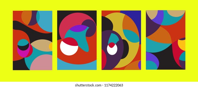 Trendy Minimalist Abstract Landscape Illustrations Set Stock Vector ...