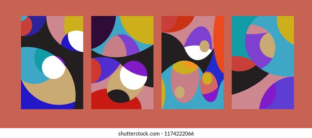 Vector Abstract Colorful Geometric and Curvy pattern background illustration. Set of Abstract Tribal Ethnic background for Cover, Poster, and print in Eps 10.