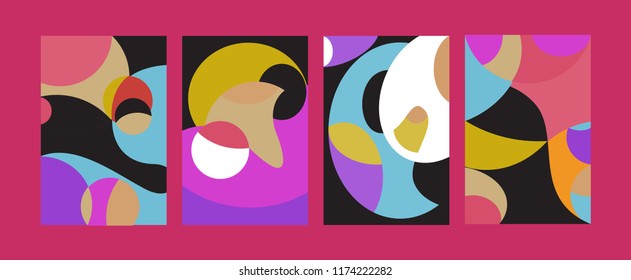 Vector Abstract Colorful Geometric and Curvy pattern background illustration. Set of Abstract Tribal Ethnic background for Cover, Poster, and print in Eps 10.