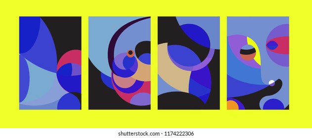 Vector Abstract Colorful Geometric and Curvy pattern background illustration. Set of Abstract Tribal Ethnic background for Cover, Poster, and print in Eps 10.