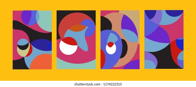 Vector Abstract Colorful Geometric and Curvy pattern background illustration. Set of Abstract Tribal Ethnic background for Cover, Poster, and print in Eps 10.