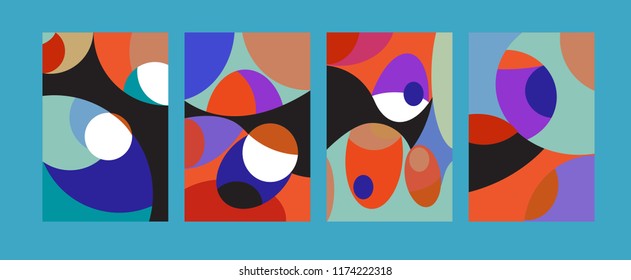 Vector Abstract Colorful Geometric and Curvy pattern background illustration. Set of Abstract Tribal Ethnic background for Cover, Poster, and print in Eps 10.