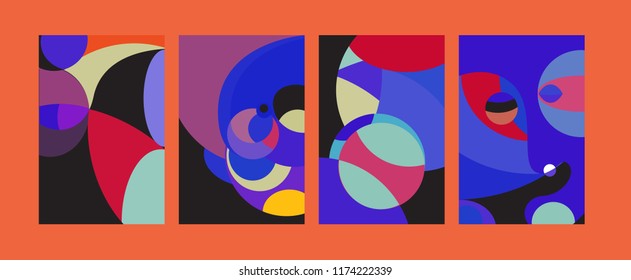Vector Abstract Colorful Geometric and Curvy pattern background illustration. Set of Abstract Tribal Ethnic background for Cover, Poster, and print in Eps 10.