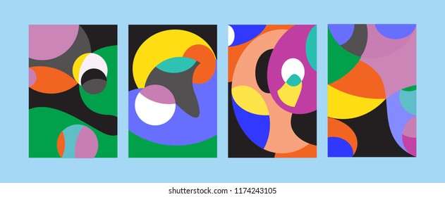 Vector Abstract Colorful Geometric and Curvy pattern background illustration. Set of Abstract Tribal Ethnic background for Cover, Poster, and print in Eps 10