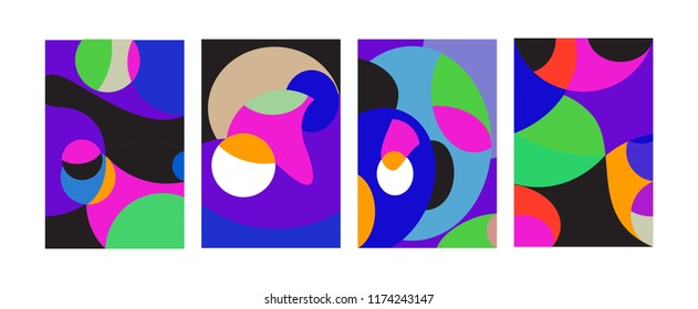 Vector Abstract Colorful Geometric and Curvy pattern background illustration. Set of Abstract Tribal Ethnic background for Cover, Poster, and print in Eps 10