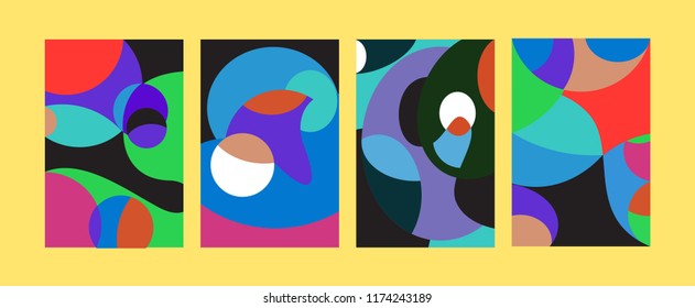 Vector Abstract Colorful Geometric and Curvy pattern background illustration. Set of Abstract Tribal Ethnic background for Cover, Poster, and print in Eps 10