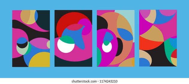 Vector Abstract Colorful Geometric and Curvy pattern background illustration. Set of Abstract Tribal Ethnic background for Cover, Poster, and print in Eps 10