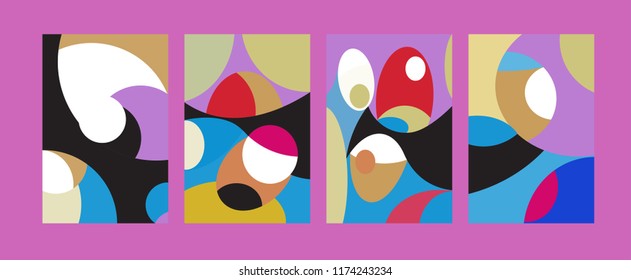 Vector Abstract Colorful Geometric and Curvy pattern background illustration. Set of Abstract Tribal Ethnic background for Cover, Poster, and print in Eps 10