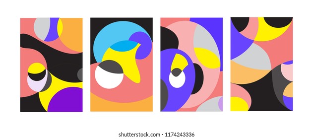 Vector Abstract Colorful Geometric and Curvy pattern background illustration. Set of Abstract Tribal Ethnic background for Cover, Poster, and print in Eps 10