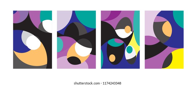 Vector Abstract Colorful Geometric and Curvy pattern background illustration. Set of Abstract Tribal Ethnic background for Cover, Poster, and print in Eps 10
