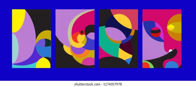 Vector Abstract Colorful Geometric and Curvy pattern background illustration. Set of Abstract Tribal Ethnic background for Cover, Poster, and print in Eps 10.

