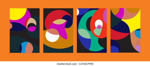 Vector Abstract Colorful Geometric and Curvy pattern background illustration. Set of Abstract Tribal Ethnic background for Cover, Poster, and print in Eps 10.
