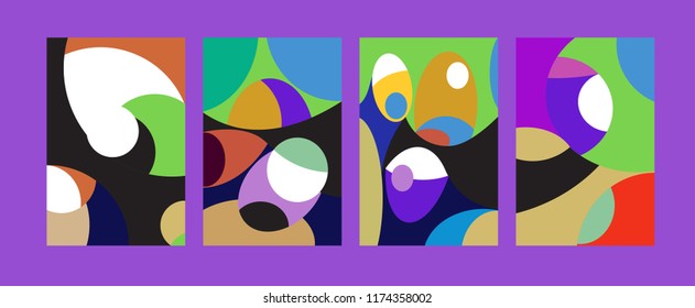 Vector Abstract Colorful Geometric and Curvy pattern background illustration. Set of Abstract Tribal Ethnic background for Cover, Poster, and print in Eps 10.
