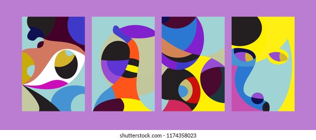 Vector Abstract Colorful Geometric and Curvy pattern background illustration. Set of Abstract Tribal Ethnic background for Cover, Poster, and print in Eps 10.
