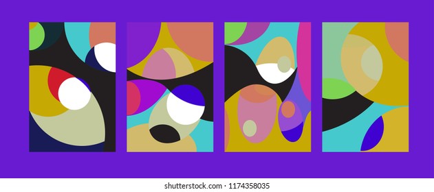 Vector Abstract Colorful Geometric and Curvy pattern background illustration. Set of Abstract Tribal Ethnic background for Cover, Poster, and print in Eps 10.
