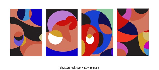 Vector Abstract Colorful Geometric and Curvy pattern background illustration. Set of Abstract Tribal Ethnic background for Cover, Poster, and print in Eps 10.
