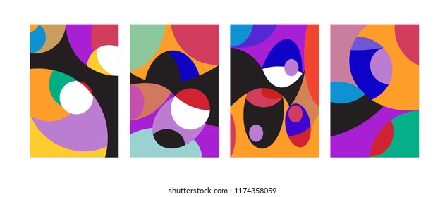 Vector Abstract Colorful Geometric and Curvy pattern background illustration. Set of Abstract Tribal Ethnic background for Cover, Poster, and print in Eps 10.
