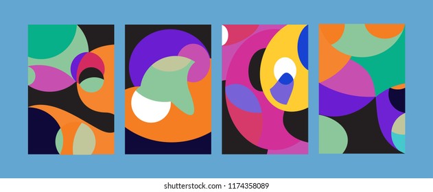 Vector Abstract Colorful Geometric and Curvy pattern background illustration. Set of Abstract Tribal Ethnic background for Cover, Poster, and print in Eps 10.
