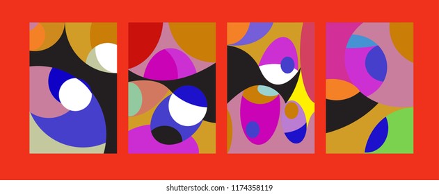 Vector Abstract Colorful Geometric and Curvy pattern background illustration. Set of Abstract Tribal Ethnic background for Cover, Poster, and print in Eps 10.
