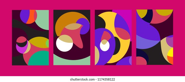Vector Abstract Colorful Geometric and Curvy pattern background illustration. Set of Abstract Tribal Ethnic background for Cover, Poster, and print in Eps 10.
