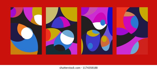Vector Abstract Colorful Geometric and Curvy pattern background illustration. Set of Abstract Tribal Ethnic background for Cover, Poster, and print in Eps 10.
