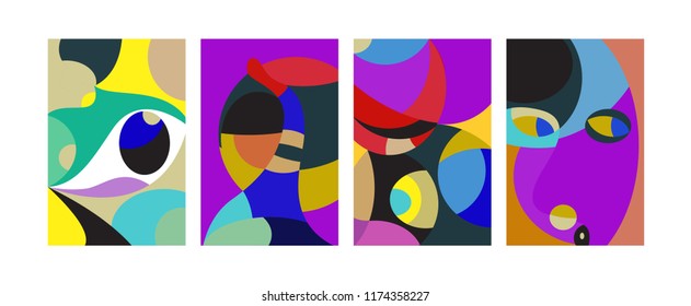 Vector Abstract Colorful Geometric and Curvy pattern background illustration. Set of Abstract Tribal Ethnic background for Cover, Poster, and print in Eps 10.
