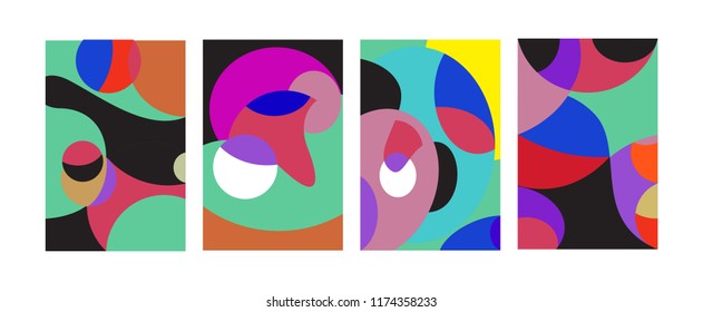 Vector Abstract Colorful Geometric and Curvy pattern background illustration. Set of Abstract Tribal Ethnic background for Cover, Poster, and print in Eps 10.
