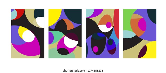 Vector Abstract Colorful Geometric and Curvy pattern background illustration. Set of Abstract Tribal Ethnic background for Cover, Poster, and print in Eps 10.

