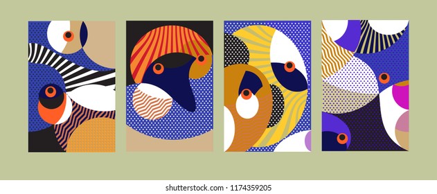 Vector Abstract Colorful Geometric and Curvy pattern background illustration. Set of Abstract Tribal Ethnic background for Cover, Poster, and print in Eps 10.
