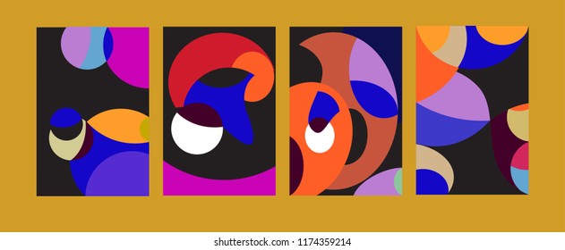 Vector Abstract Colorful Geometric and Curvy pattern background illustration. Set of Abstract Tribal Ethnic background for Cover, Poster, and print in Eps 10.
