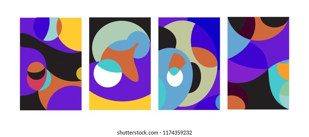 Vector Abstract Colorful Geometric and Curvy pattern background illustration. Set of Abstract Tribal Ethnic background for Cover, Poster, and print in Eps 10.
