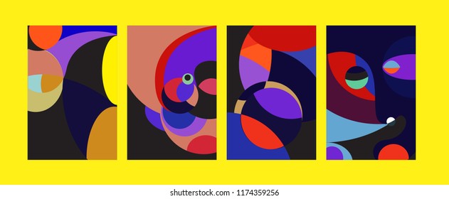 Vector Abstract Colorful Geometric and Curvy pattern background illustration. Set of Abstract Tribal Ethnic background for Cover, Poster, and print in Eps 10.
