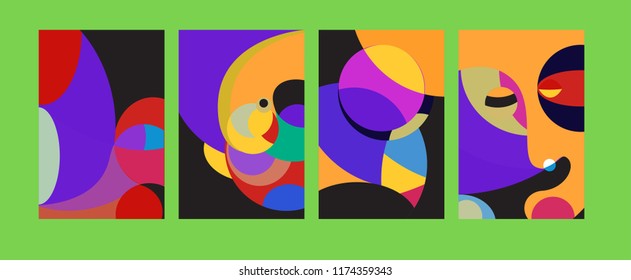 Vector Abstract Colorful Geometric and Curvy pattern background illustration. Set of Abstract Tribal Ethnic background for Cover, Poster, and print in Eps 10.
