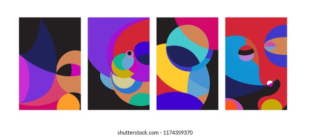 Vector Abstract Colorful Geometric and Curvy pattern background illustration. Set of Abstract Tribal Ethnic background for Cover, Poster, and print in Eps 10.
