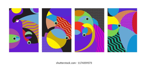 Vector Abstract Colorful Geometric and Curvy pattern background illustration. Set of Abstract Tribal Ethnic background for Cover, Poster, and print in Eps 10.
