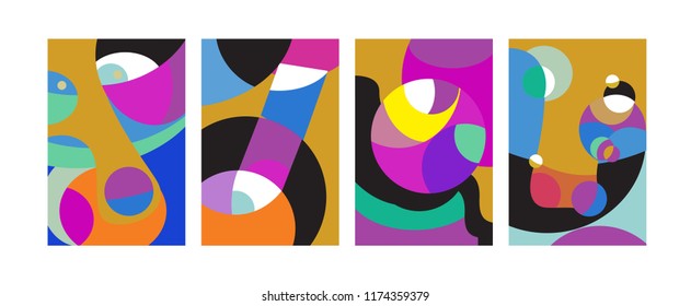 Vector Abstract Colorful Geometric and Curvy pattern background illustration. Set of Abstract Tribal Ethnic background for Cover, Poster, and print in Eps 10.
