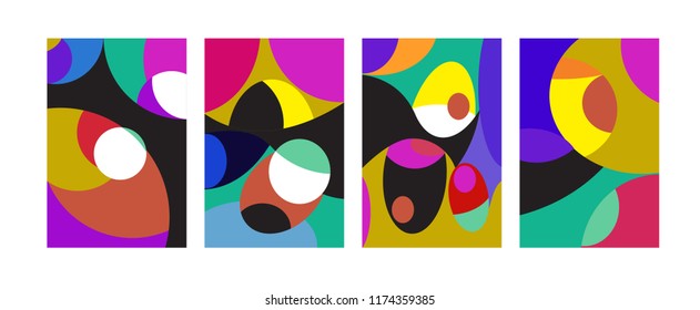 Vector Abstract Colorful Geometric and Curvy pattern background illustration. Set of Abstract Tribal Ethnic background for Cover, Poster, and print in Eps 10.
