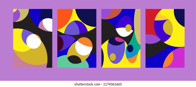 Vector Abstract Colorful Geometric and Curvy pattern background illustration. Set of Abstract Tribal Ethnic background for Cover, Poster, and print in Eps 10.