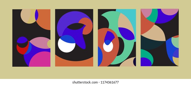 Vector Abstract Colorful Geometric and Curvy pattern background illustration. Set of Abstract Tribal Ethnic background for Cover, Poster, and print in Eps 10.