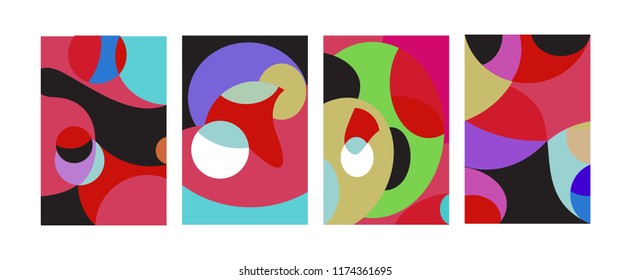 Vector Abstract Colorful Geometric and Curvy pattern background illustration. Set of Abstract Tribal Ethnic background for Cover, Poster, and print in Eps 10.