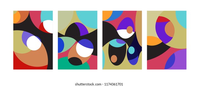 Vector Abstract Colorful Geometric and Curvy pattern background illustration. Set of Abstract Tribal Ethnic background for Cover, Poster, and print in Eps 10.