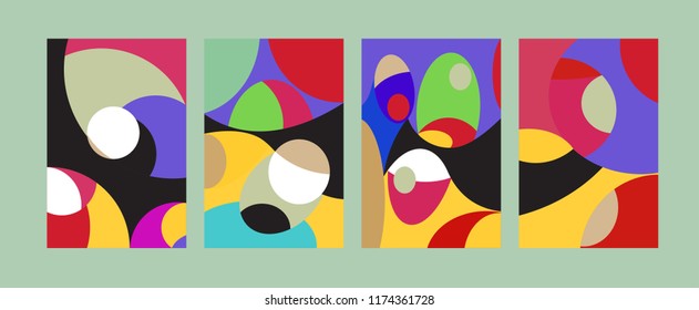 Vector Abstract Colorful Geometric and Curvy pattern background illustration. Set of Abstract Tribal Ethnic background for Cover, Poster, and print in Eps 10.