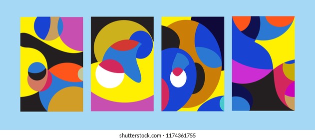 Vector Abstract Colorful Geometric and Curvy pattern background illustration. Set of Abstract Tribal Ethnic background for Cover, Poster, and print in Eps 10.