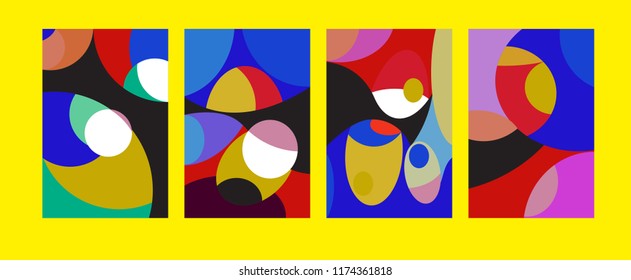 Vector Abstract Colorful Geometric and Curvy pattern background illustration. Set of Abstract Tribal Ethnic background for Cover, Poster, and print in Eps 10.