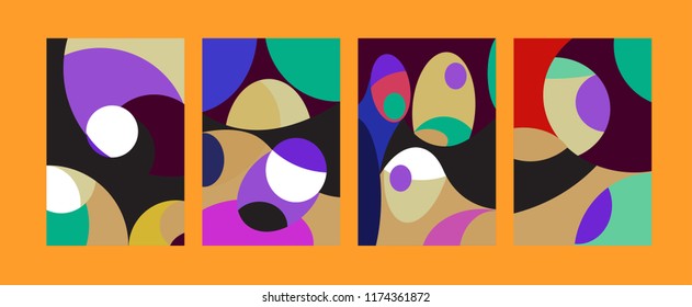 Vector Abstract Colorful Geometric and Curvy pattern background illustration. Set of Abstract Tribal Ethnic background for Cover, Poster, and print in Eps 10.