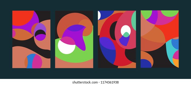 Vector Abstract Colorful Geometric and Curvy pattern background illustration. Set of Abstract Tribal Ethnic background for Cover, Poster, and print in Eps 10.
