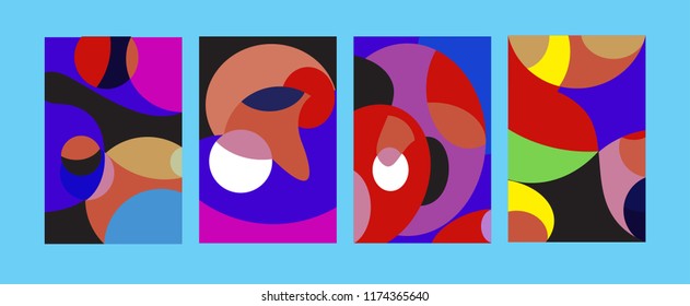 Vector Abstract Colorful Geometric and Curvy pattern background illustration. Set of Abstract Tribal Ethnic background for Cover, Poster, and print in Eps 10.
